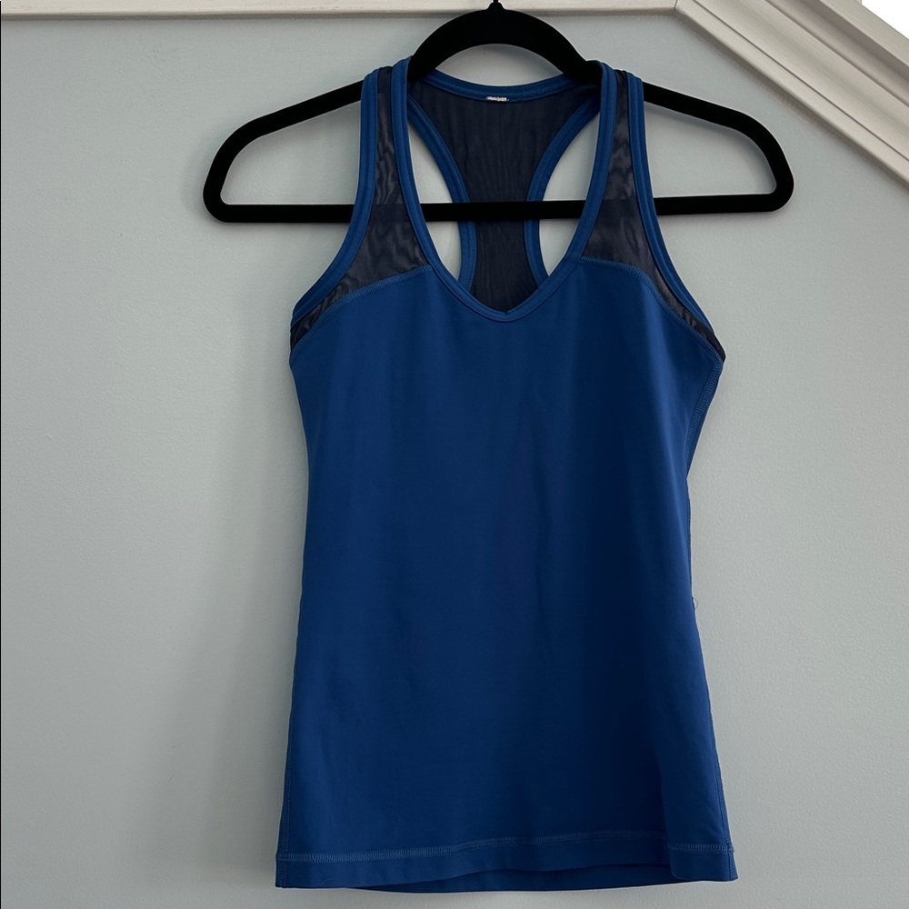 Lululemon Athletica Half Mesh Blue Racerback Tank